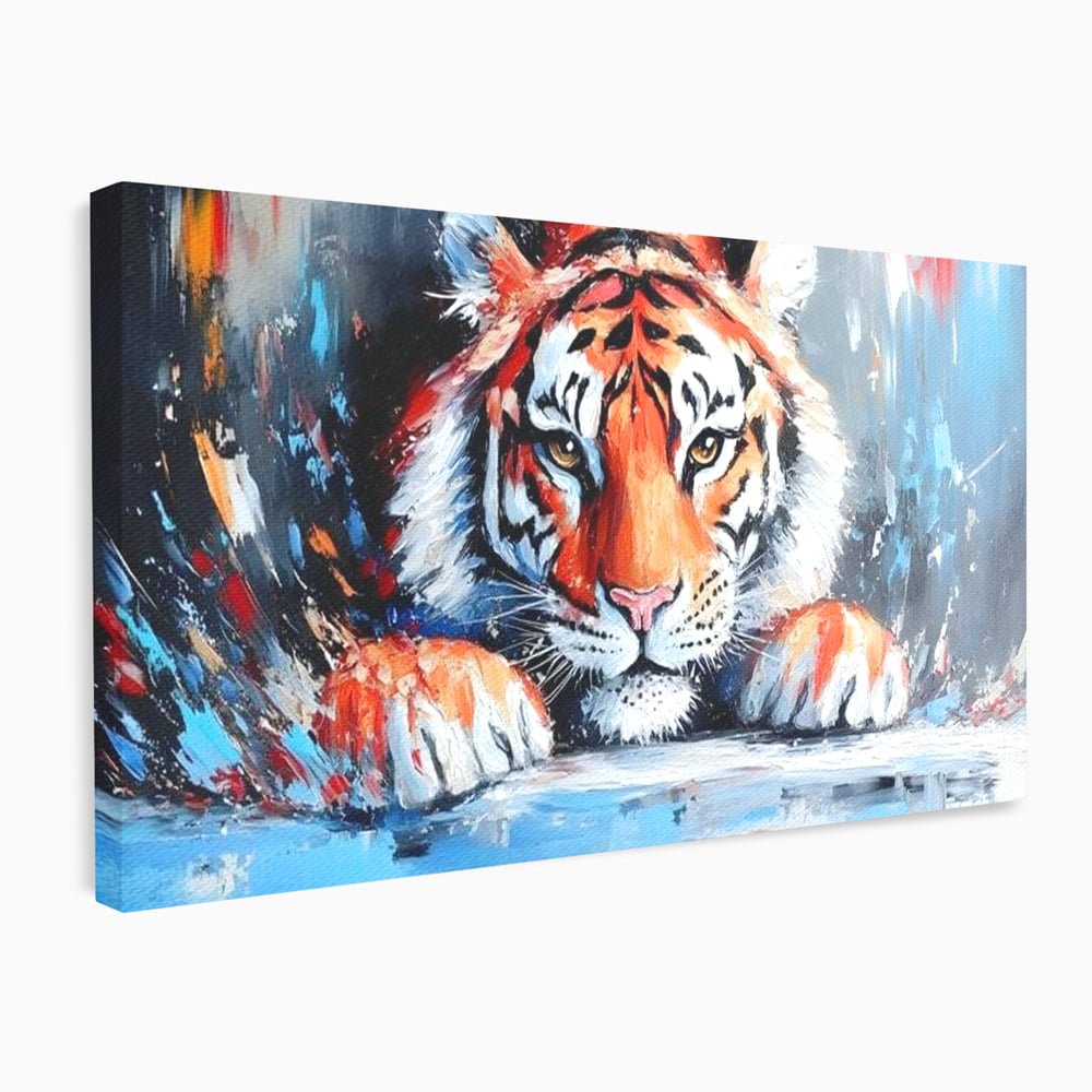 Tablou canvas cu tablou canvas cu pictura de tigru, fara rama, pe sasiu de lemn